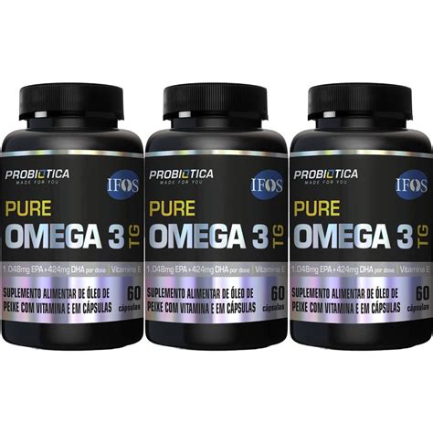 Kit 3X Pure Omega 3 TG 60 Cápsulas Probiótica OtimaNutri