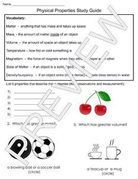 Physical Properties Of Matter Study Guide By Katy Beth Shaw Tpt