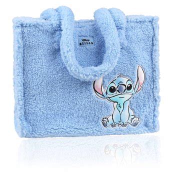 Disney Stitch Duża Torba Na Ramię Damska Miękka Niebieska Sherpa