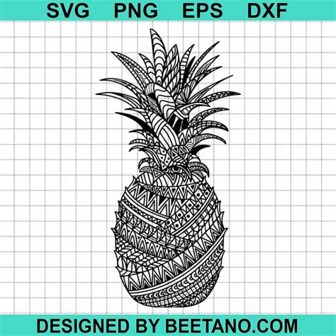 Mandala Pineapple Svg Zentange Pineapple Svg Summer Fruit Svg