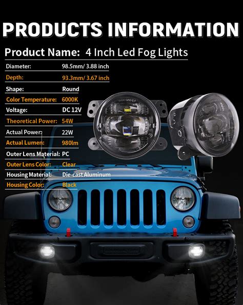 High Brightness 2007 2017 Jeep JK Led Fog Lights OEM 4 Inch Jeep