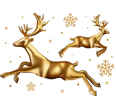 Golden Deer With Snowflake Christmas Decoration Png