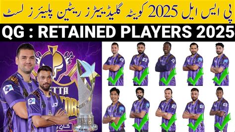 PSL 2025 Quetta Gladiators Retained Players List Psl 10 Quetta