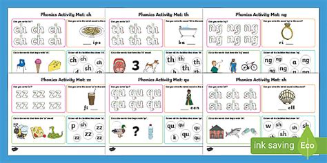 EYFS Phase 3 Zz Qu Sh Ch Th Ng Phonics Activity Mats