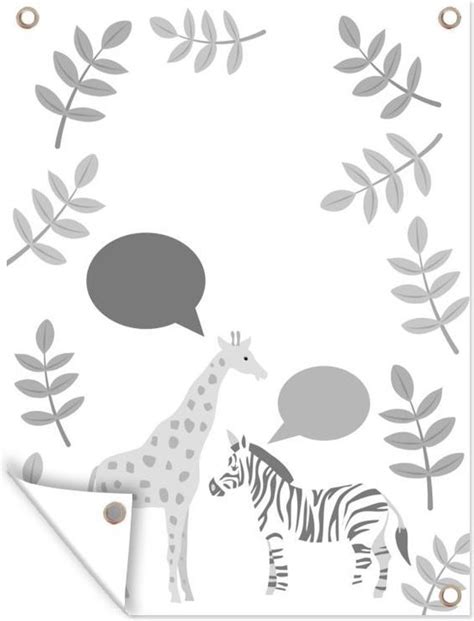 D Coration De Jardin Dessin D Un Z Bre Et D Une Girafe Noir Et Blanc