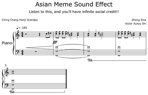 Asian Meme Sound Effect Sheet Music For Piano