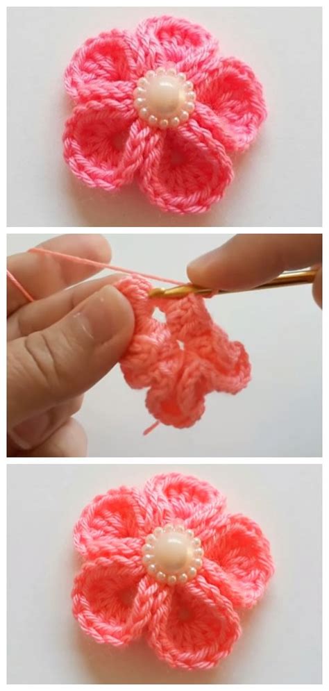 How To Crochet 5 Petal Flower Crafts Time Crochet Flower Tutorial