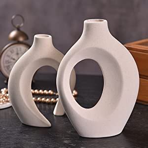 Amazon ABMLSL Cream Color Ceramic Snuggle Vase Set For Modern Home