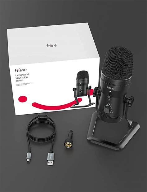 Fifine K690 USB Microphone With Headphone Jack Volume Knob Mute