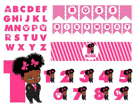 Afro Baby Girl Boss Baby Birthday Bundle Afro Boss Baby Girl Font