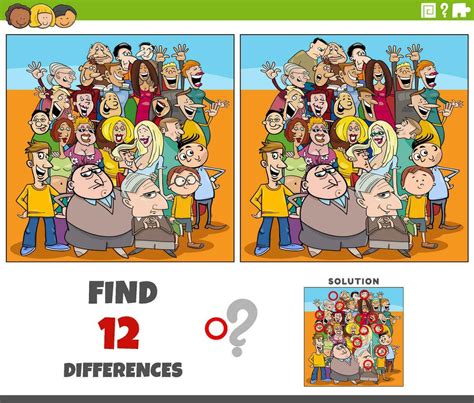 differences activity with funny cartoon people crowd 29159806 Vector ...