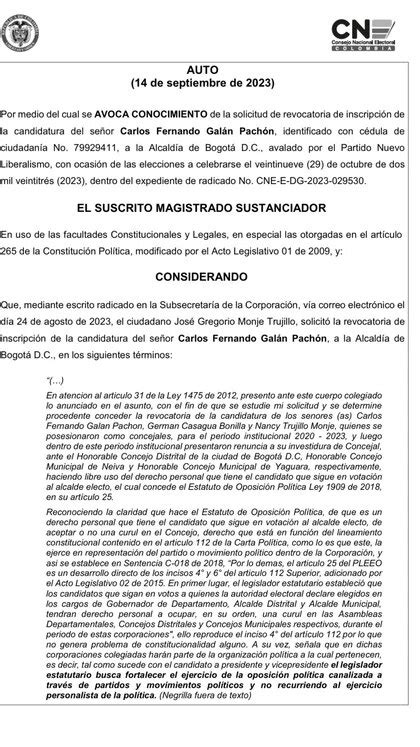 En Riesgo Candidatura De Carlos Fernando Galán A La Alcaldía De Bogotá