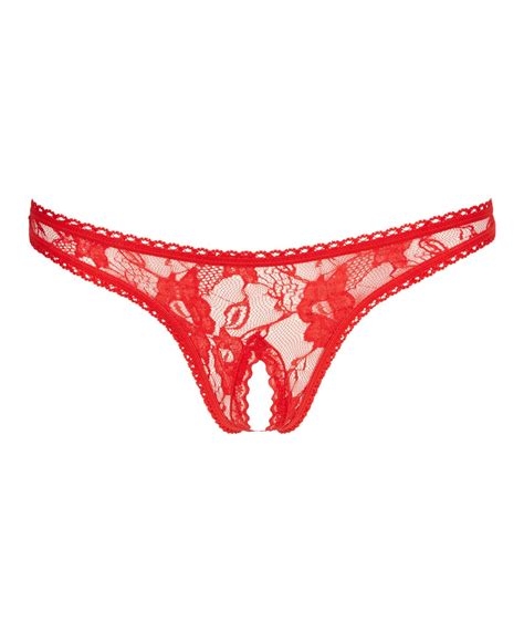 Cottelli Lingerie Red Lace Crotchless Thong Sexystyle Eu