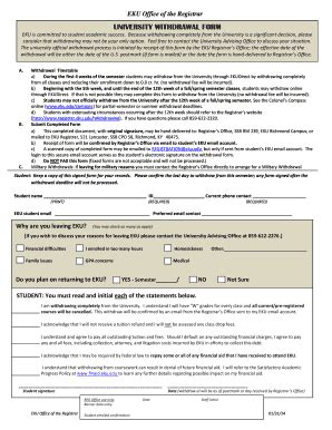 Fillable Online University Withdrawal Form University Withdrawal Form