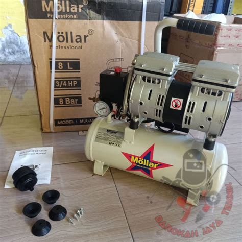 Jual Mesin Kompresor Angin Listrik Silent Oilless 8L 0 75hp Mollar MLR