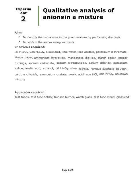 Experiment 2 Lab Report Chem 212 Pdf Salt Chemistry Carbonate