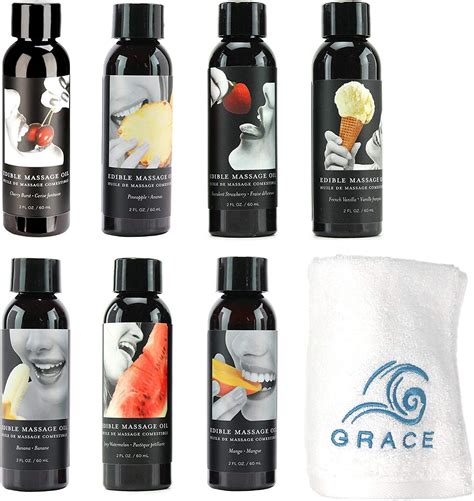 Edible Massage Oil By Earthly Body Variety Bundle Grace 12 X 12 Towel 2 Oz Each 7