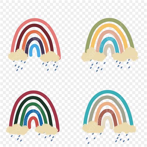 Rainbow And Rain Clipart Transparent Png Hd Colourful Cartoon Cute