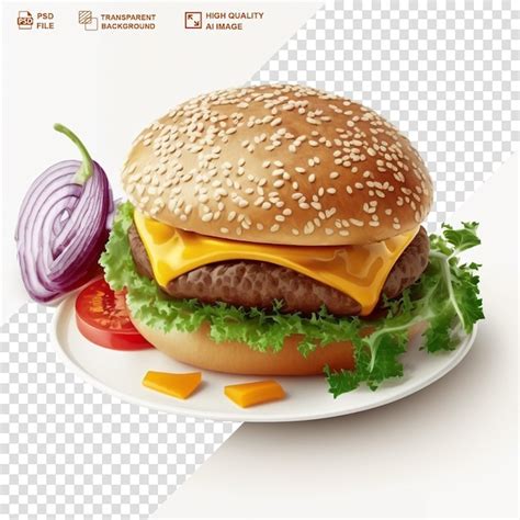 Premium Psd Fresh Beef Burger Isolated On Transparent Background