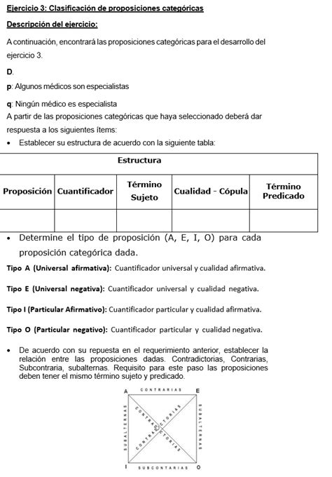 Solved Ejercicio 3 Clasificación De Proposiciones Categóricas Descripción Del Ejercicio A