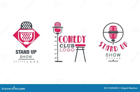 Standup Show Signs Neon Comedy Club And Open Microphone Icons