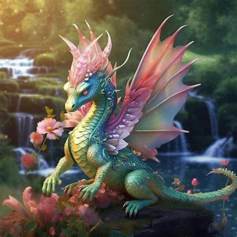 Premium AI Image | A dragon with a sword is standing next to a man with