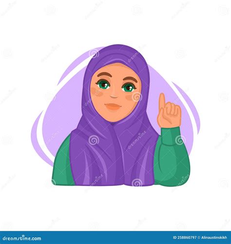 Young Arab Woman Wearing Hijab Raising Finger Explaining And Teaching Stock Illustration