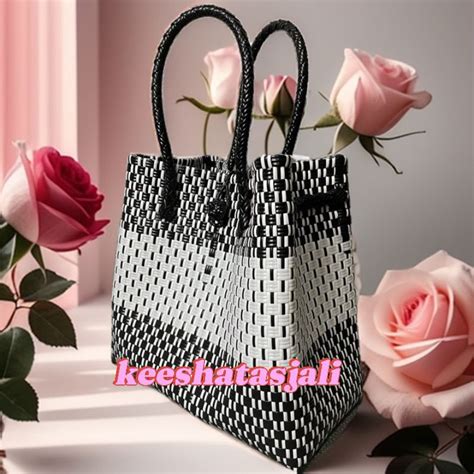 Jual Tas Anyaman Plastik Jali Jali Premium Wanita Kekinian Handle