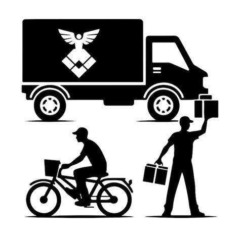 Premium Vector Delivery Man Silhouettes Vector Illustration