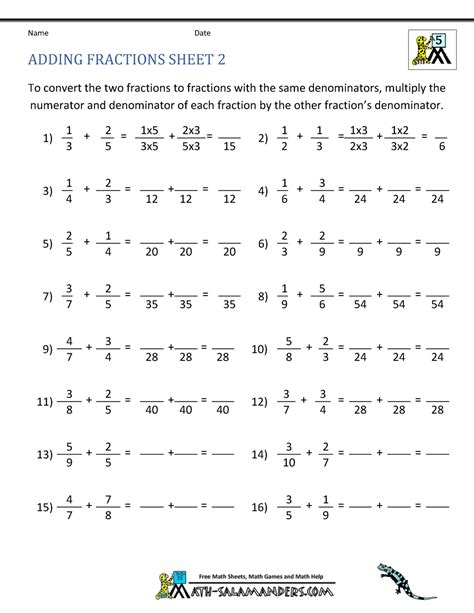 Worksheets Adding And Subtracting Fractions