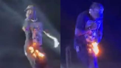 Short de Djonga pega fogo e rapper fica de cueca no palco veja vídeo