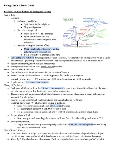 Biology Study Guide Exam 1 Biology Exam 1 Study Guide Lecture 1