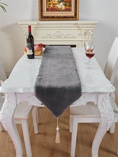 Modern Fur Table Runner Faux Fur Home Decor Dresser Runners With Tassels For