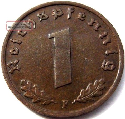 Ww2 German 1937 F 1rp Reichspfennig 3rd Reich Bronze Nazi Coin