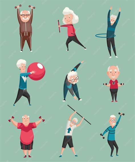 Premium Vector Old People Exercises Healthy Active Lifestyle Of Older