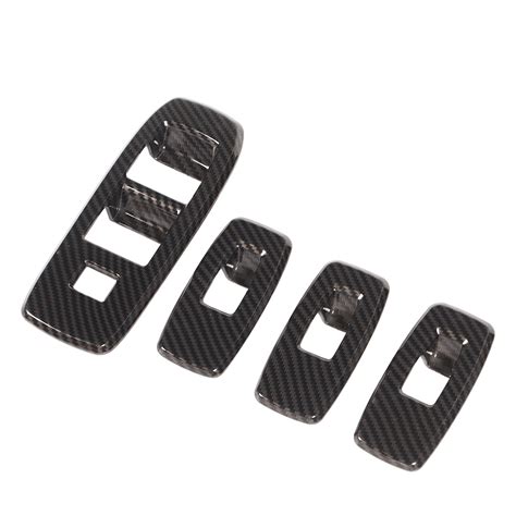 Pcs Car Window Control Panel Cover Abs Carbon Fiber Pattern Lift