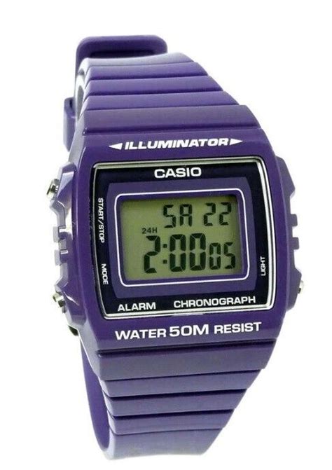 Casio Watch W H A Purple M Unisex Digital Alarm Chronograph Resin