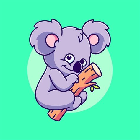 Premium Vector Cute Koala On A Log Vector Illustration Sleeping