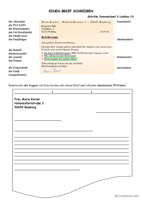 Einen Brief Schreiben Allgemeine Fran Ais Fle Fiches Pedagogiques Pdf