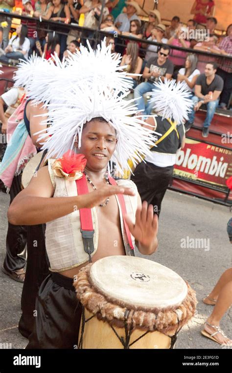 Indigenous Drummer In The Desfile De Silleteros Parade Of Silleteros