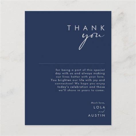 Modern Minimalist Navy Blue Silver Thank You Card Zazzle Modern