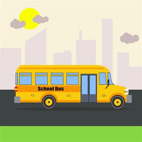 Premium Vector School Bus Vector Flat Design