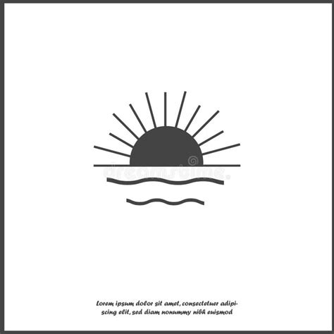 Vector Color Icon Sunset Sunrise Symbol On White Isolated Background