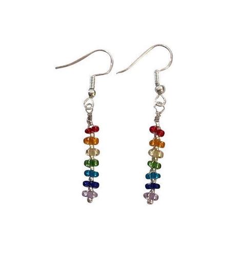 Rainbow Earrings Rainbow Seed Bead Earrings Lgbt Earrings Etsy