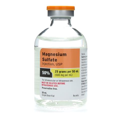 Magnesium Sulfate 50 Injection 500 Mg Ml Single Dose Vial 50 Ml Each Mcguff