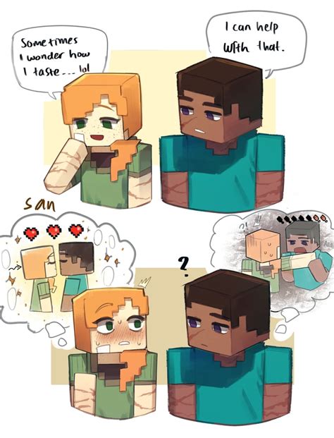 Steve And Alex Minecraft Drawn By Teachiisan Danbooru