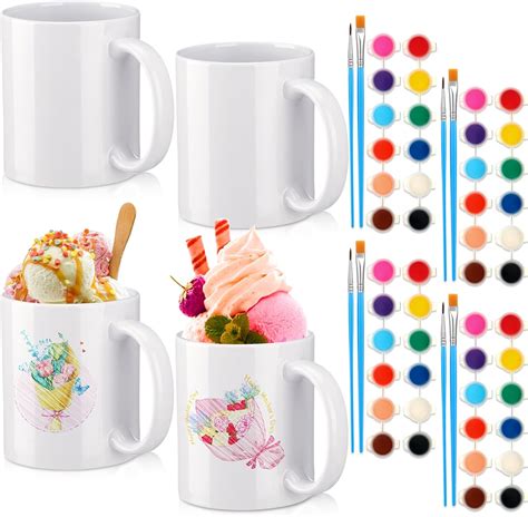 Yiyiring 16 Pcs Paint Your Own Mug Personalized Coffee Mugs