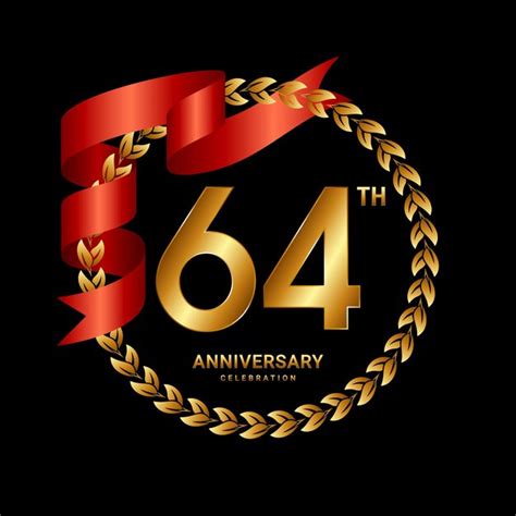 Premium Vector 64th Anniversary Logo Design With Laurel Wreath And