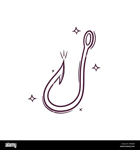 Hand Drawn Fishing Hooks Doodle Vector Sketch Illustration Stock