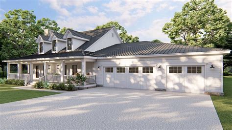 Single Story 3 Bedroom Multi Generational Modern Farmhouse With Wraparound Porch Floor Plans